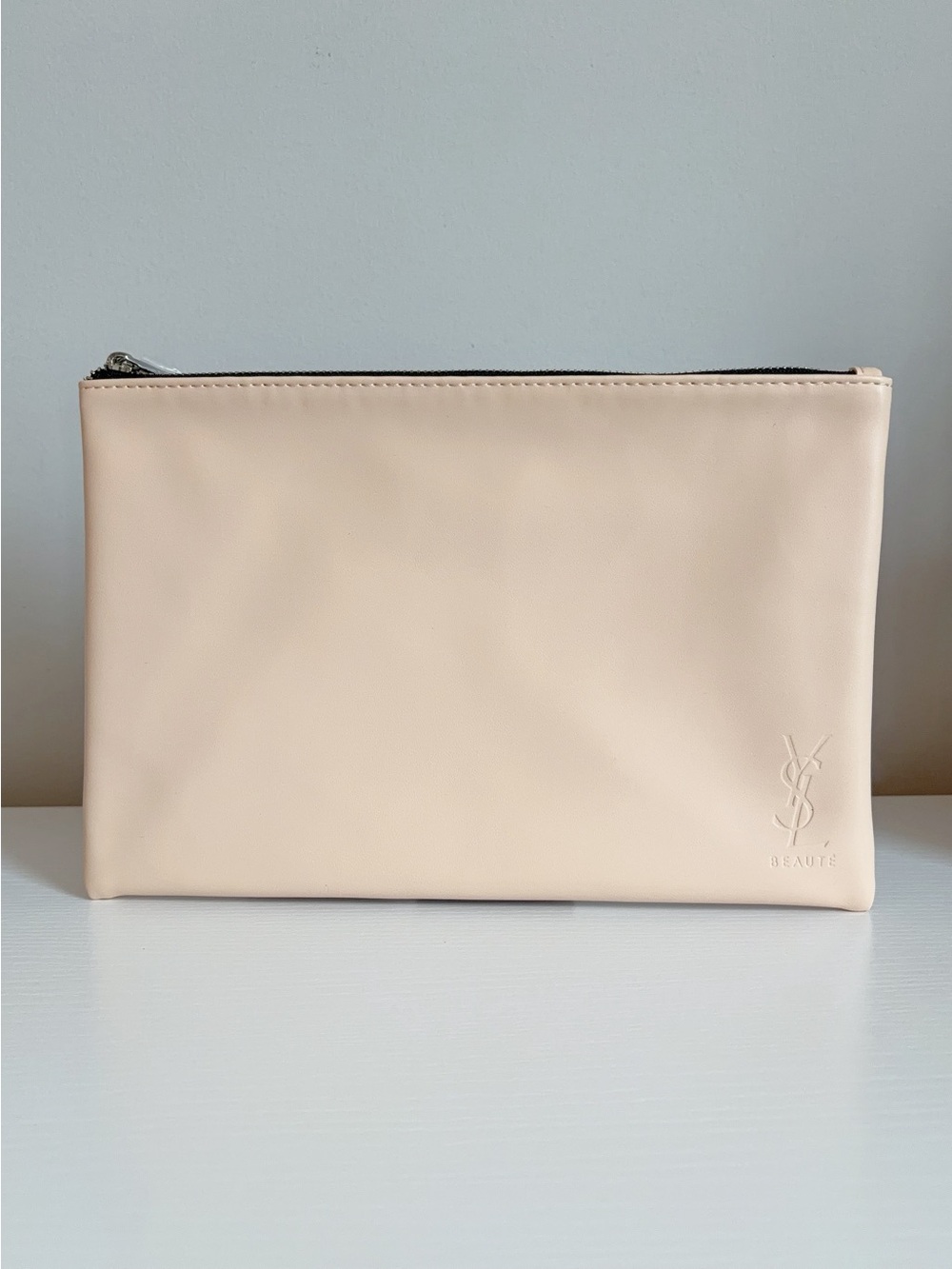 YSL Yves Saint Laurent Beauty Makeup Pouch Clutch Purse Wallet Beige NEW